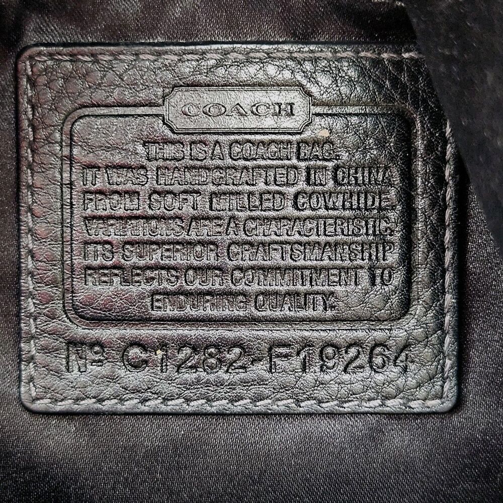 COACH Penelope Shoulder Bag Black Pebbled Leather F19264 Front Turn-Lock Tote - Picture 13 of 16
